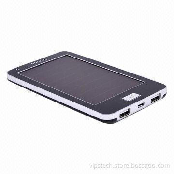 Dual USB Port Power Bank with 4,500mAh True Capacity, Solar Charger with LED Torch